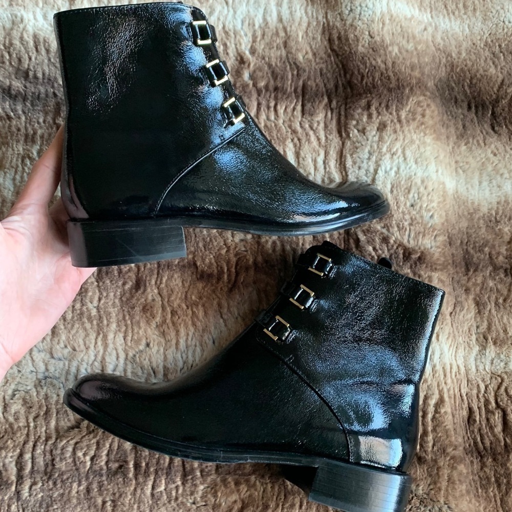 Emporio Armani Black Patent Leather Booties
